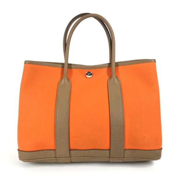 HERMES Garden party TPM Tote Bag Hand Bag Orange/Brown - Picture 1 of 16